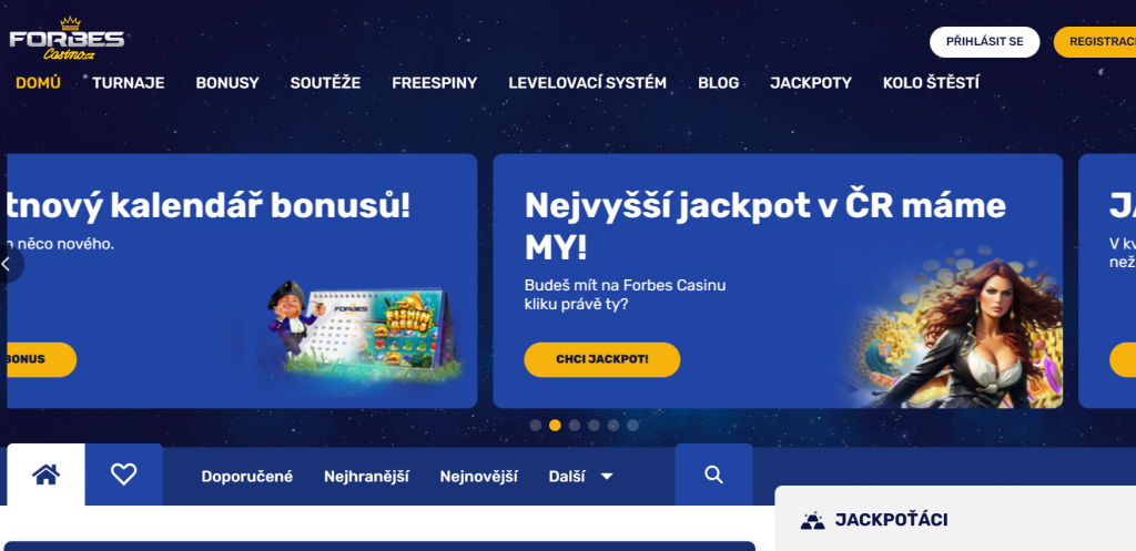 Domovská stránka na Forbes Casino